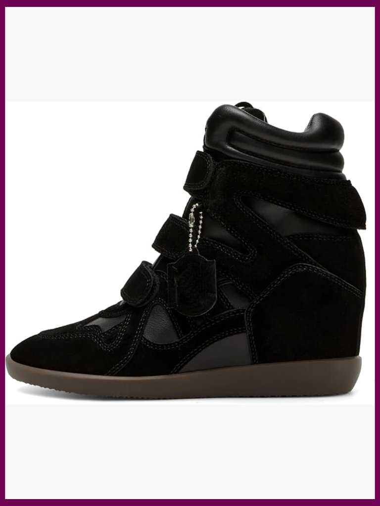 2 Inch Hidden Wedge High Top Sneakers Suede Fashion Platform Lace Up Casual
